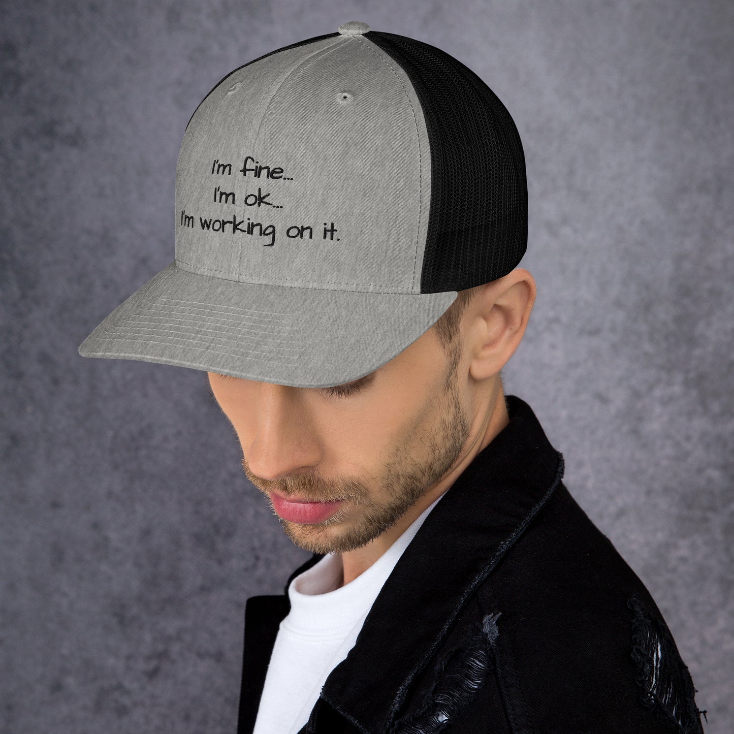 I'm fine (black writing) - Trucker Cap