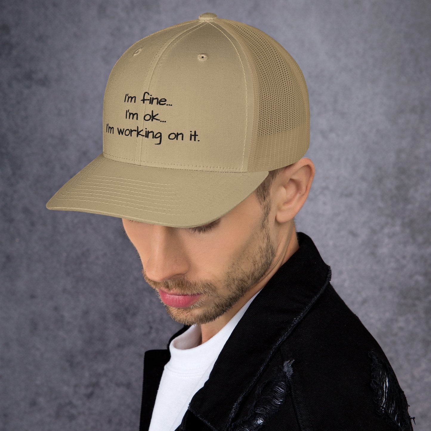 I'm fine (black writing) - Trucker Cap
